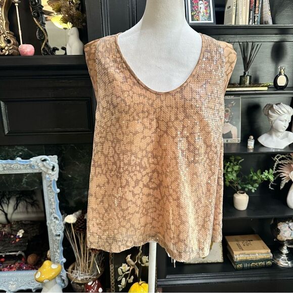 Rebecca Taylor Sequin Animal Print Blouse Size 10 - Picture 2 of 9